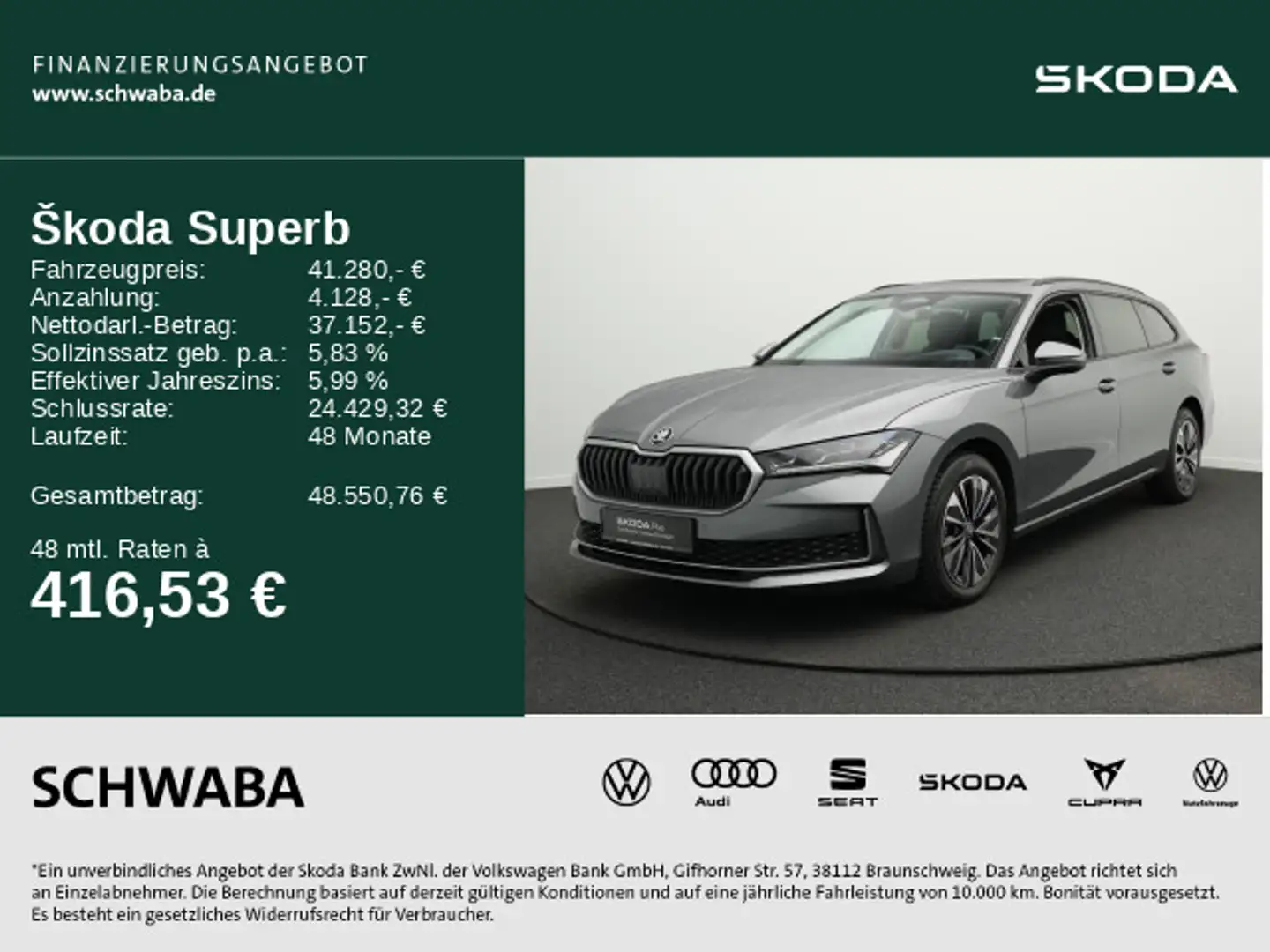 Skoda Superb Combi Selection 2.0 TDI 4x4 PANO*AHK*17" Grau - 1