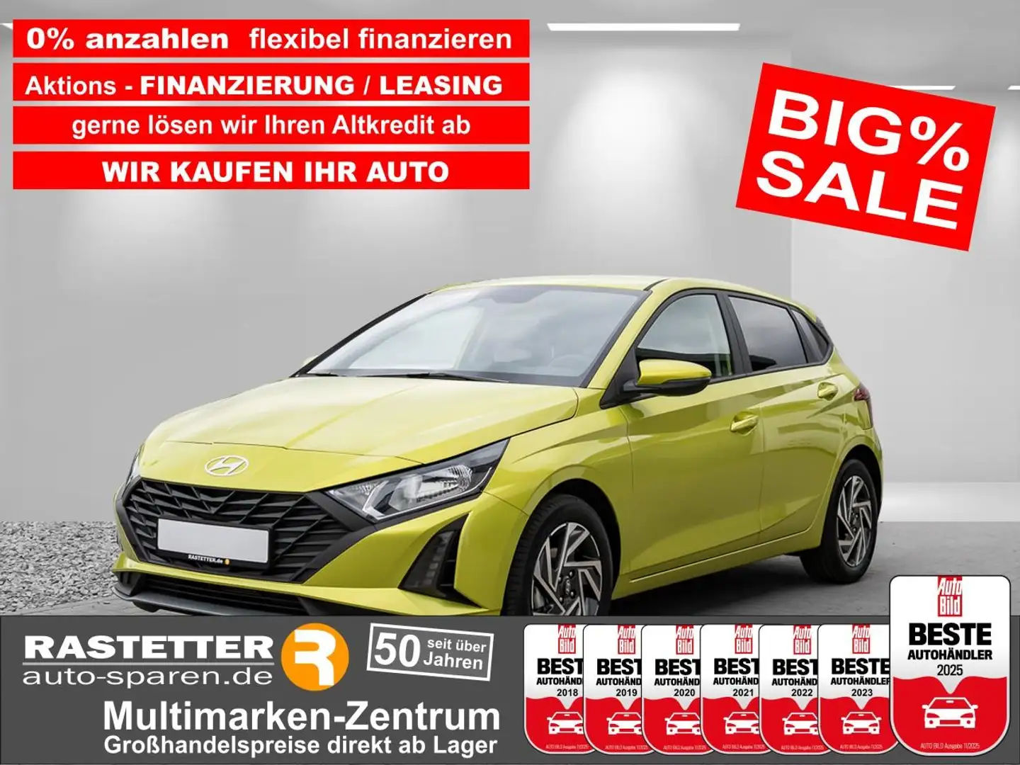 Hyundai i20 5Jahre+Navi+virtCP+Kamera+SHZ+PDC+Privacy+Klimaaut Gelb - 1