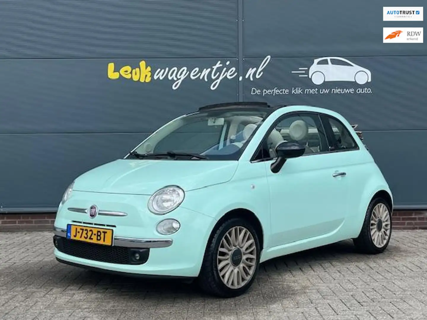 Fiat 500C 1.2 Cult Cabrio *leder *climate *16 inch *mint Groen - 1