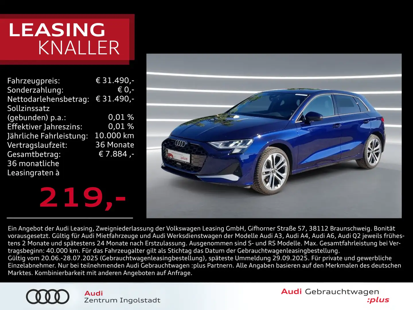 Audi A3 Sportback 35 TFSI NAVI AHK ACC 18" Advanced Blu/Azzurro - 1
