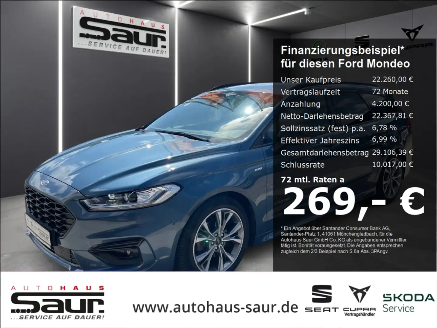 Ford Mondeo Turnier Hybrid ST-Line 2.0 LED KLIMA NAVI KEYLESS Blau - 1