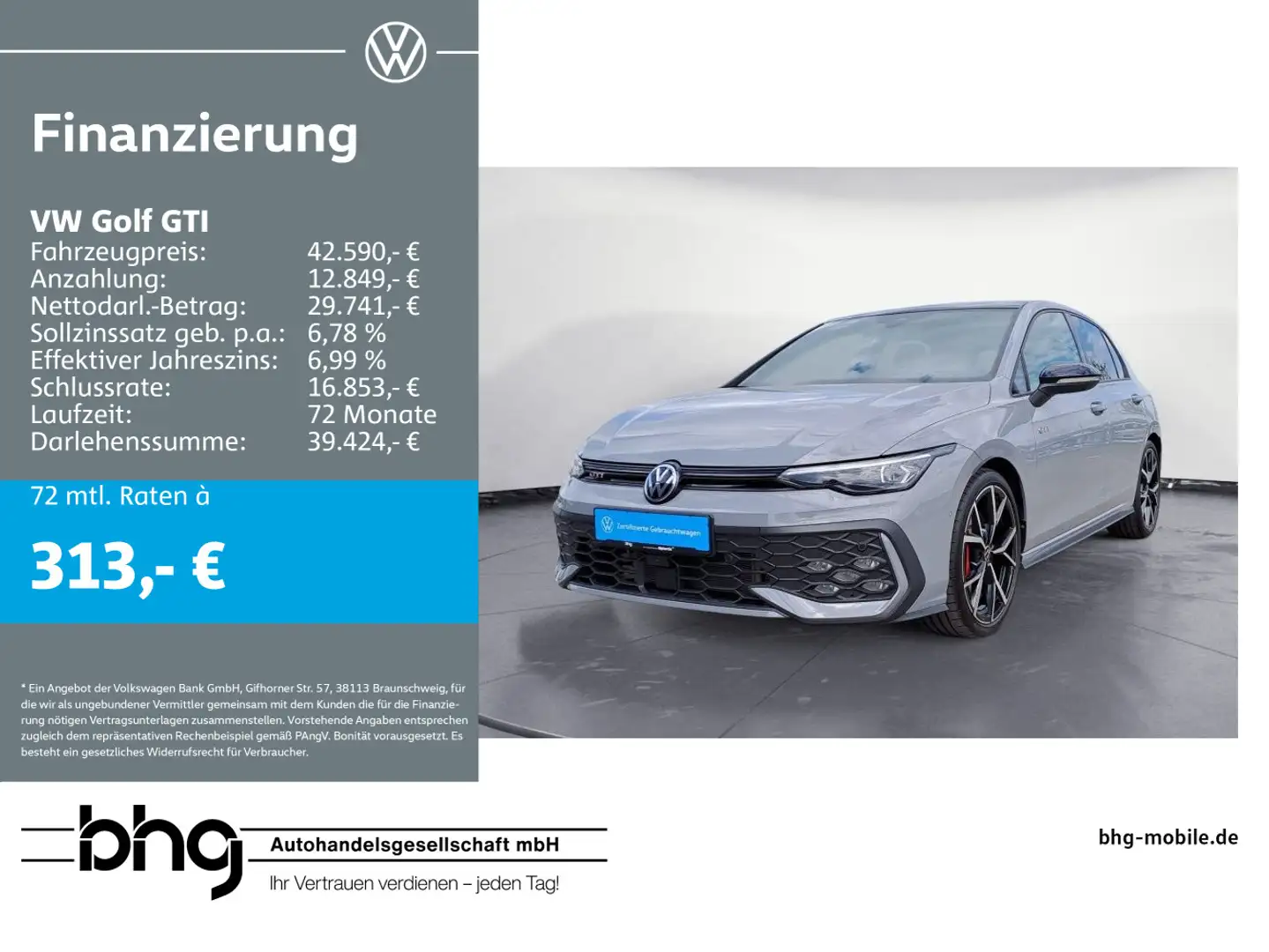 Volkswagen Golf GTI 2.0 TSI DSG Leder HUD H&K AHK Pano DCC Grau - 1