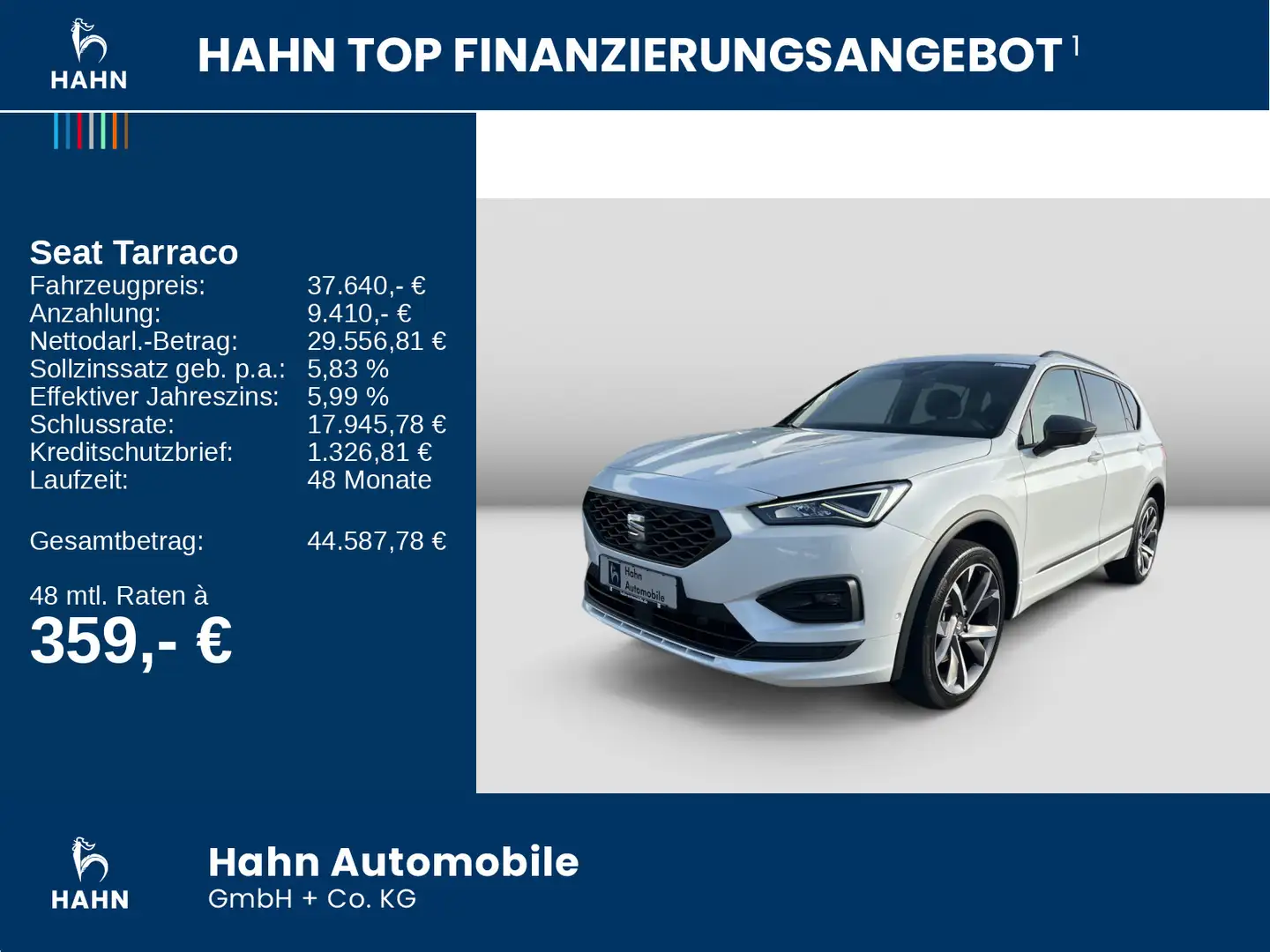 SEAT Tarraco 2.0 TDI DSG FR 4Dr AHK Pano 7 Sitzer DCC Weiß - 2