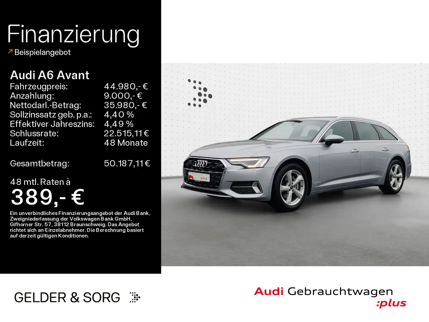 Audi A6 40 TDI advanced LED*AHK*Virtual*360° Silber - 1