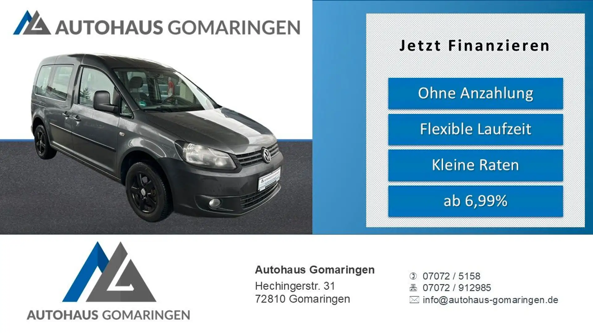 Volkswagen Caddy Kombi*Klima*AHK*Scheckheft*TÜV Neu*LM* Grau - 1