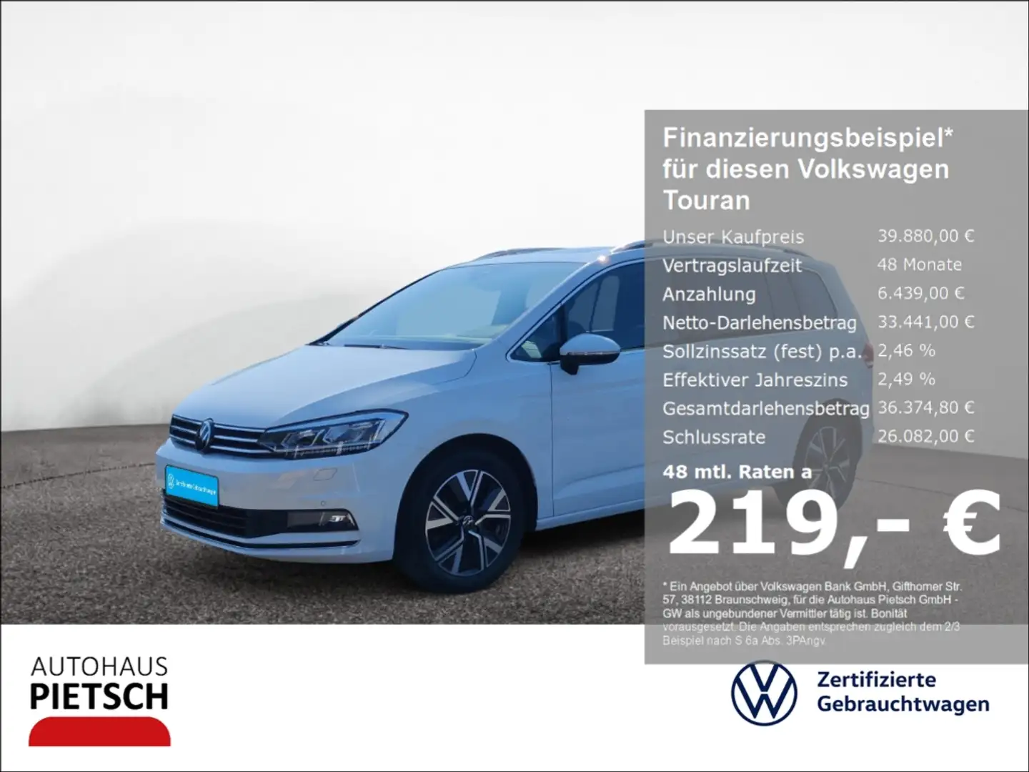 Volkswagen Touran 2.0 TDI Highline AHK Pano Kamera Keyless Weiß - 1
