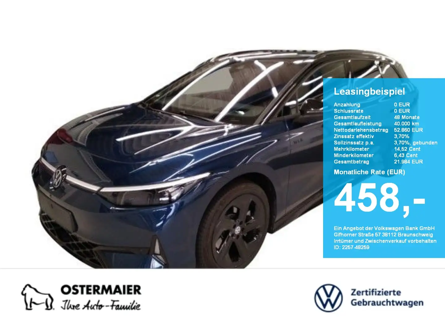 Volkswagen ID.7 Tourer GTX 340PS 4M NP.81T ACC.5J-G.WÄRMEPUMPE.AHK Bleu - 1