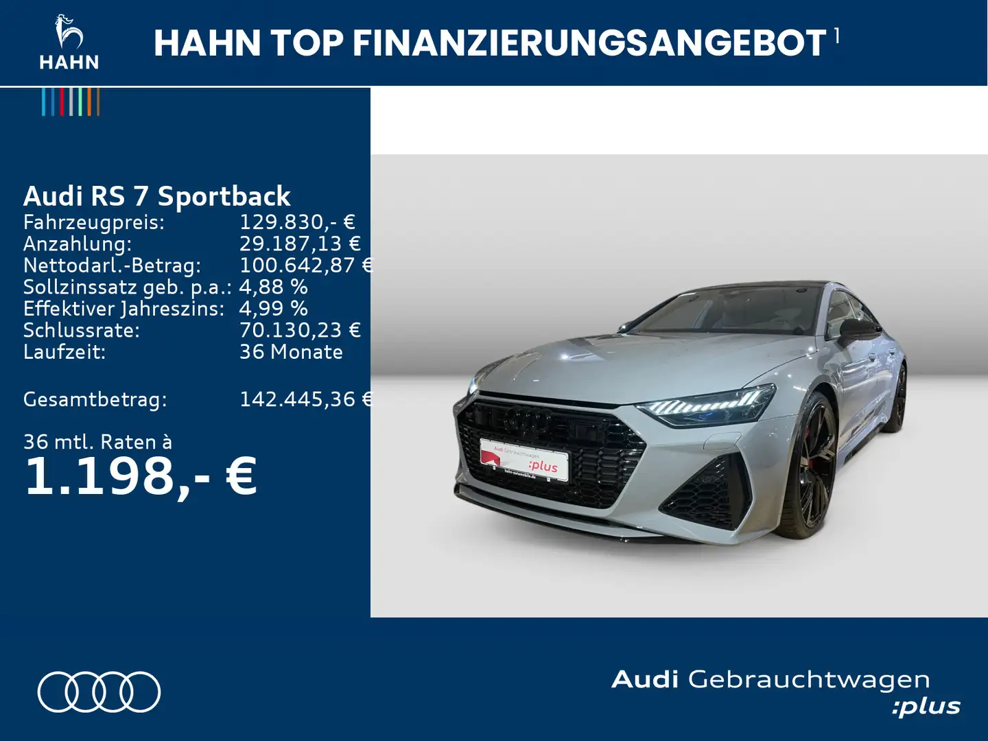 Audi RS7 RS7 Sportback 4.0TFSI qu performance B&O Pano Gris - 2