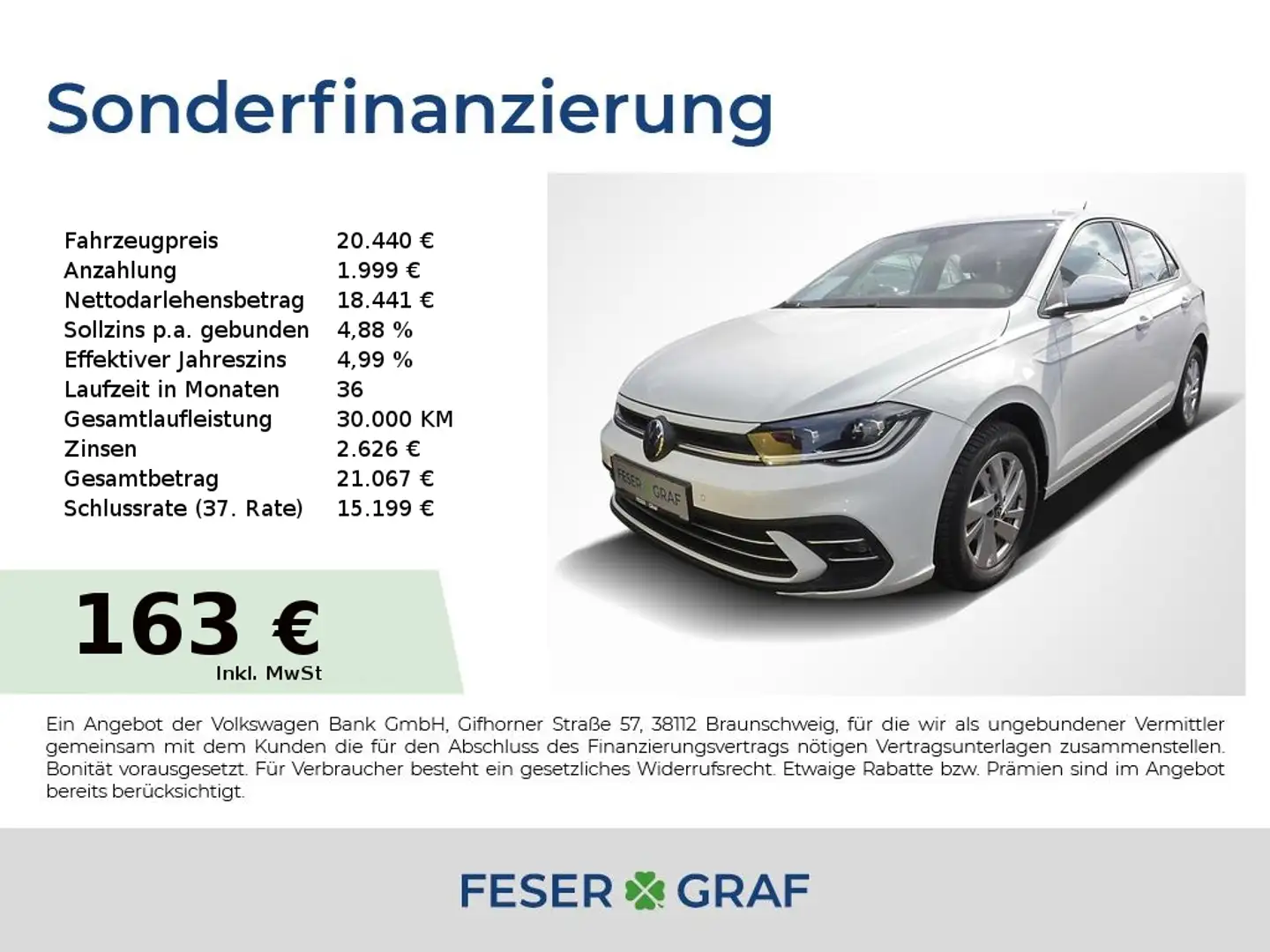 Volkswagen Polo Style 1.0 TSI DSG IQ.Light App-Con. PDC 15" Blanco - 1