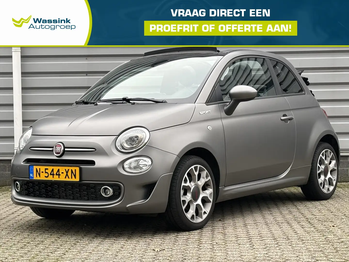 Fiat 500C 1.0 Hybrid 70pk Sport | Carplay | Matte kleur | 59 Gris - 1