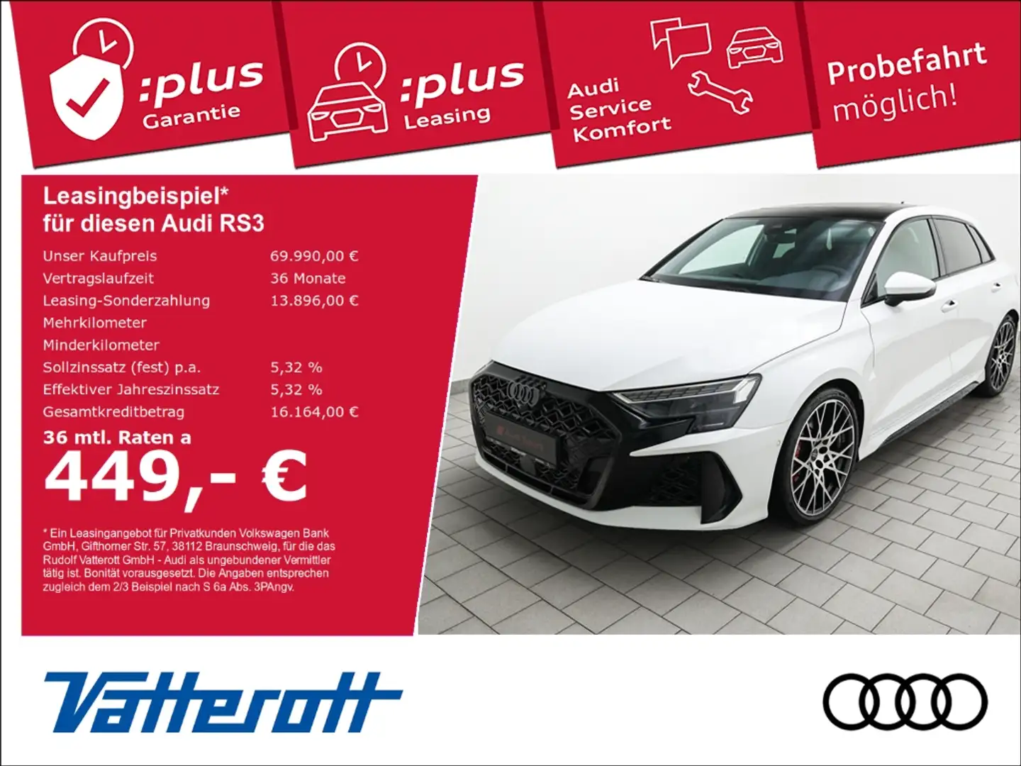 Audi RS3 Sportback Mod25 ACC Matrix Pano SONOS Sportabgas. Weiß - 1