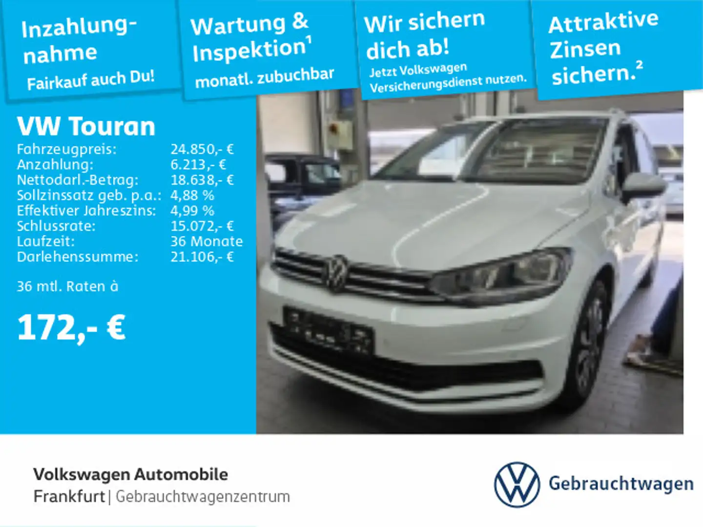 Volkswagen Touran 1.5 TSI DSG Active Navi FrontAssist DAB+ Blanco - 1