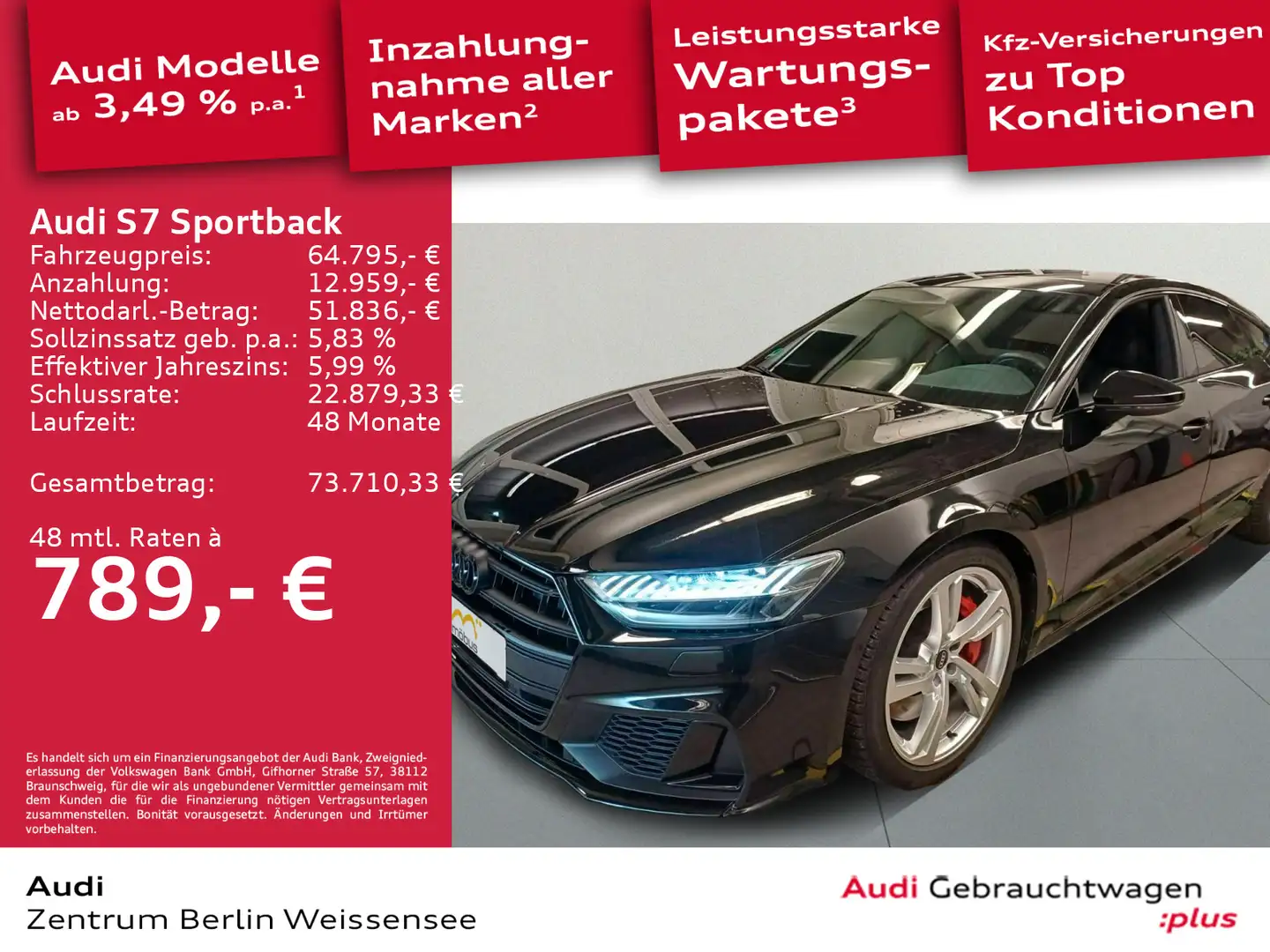 Audi S7 3.0 TDI TIP*QUA*B&O*EXCLUSIVE*PANO* Schwarz - 1