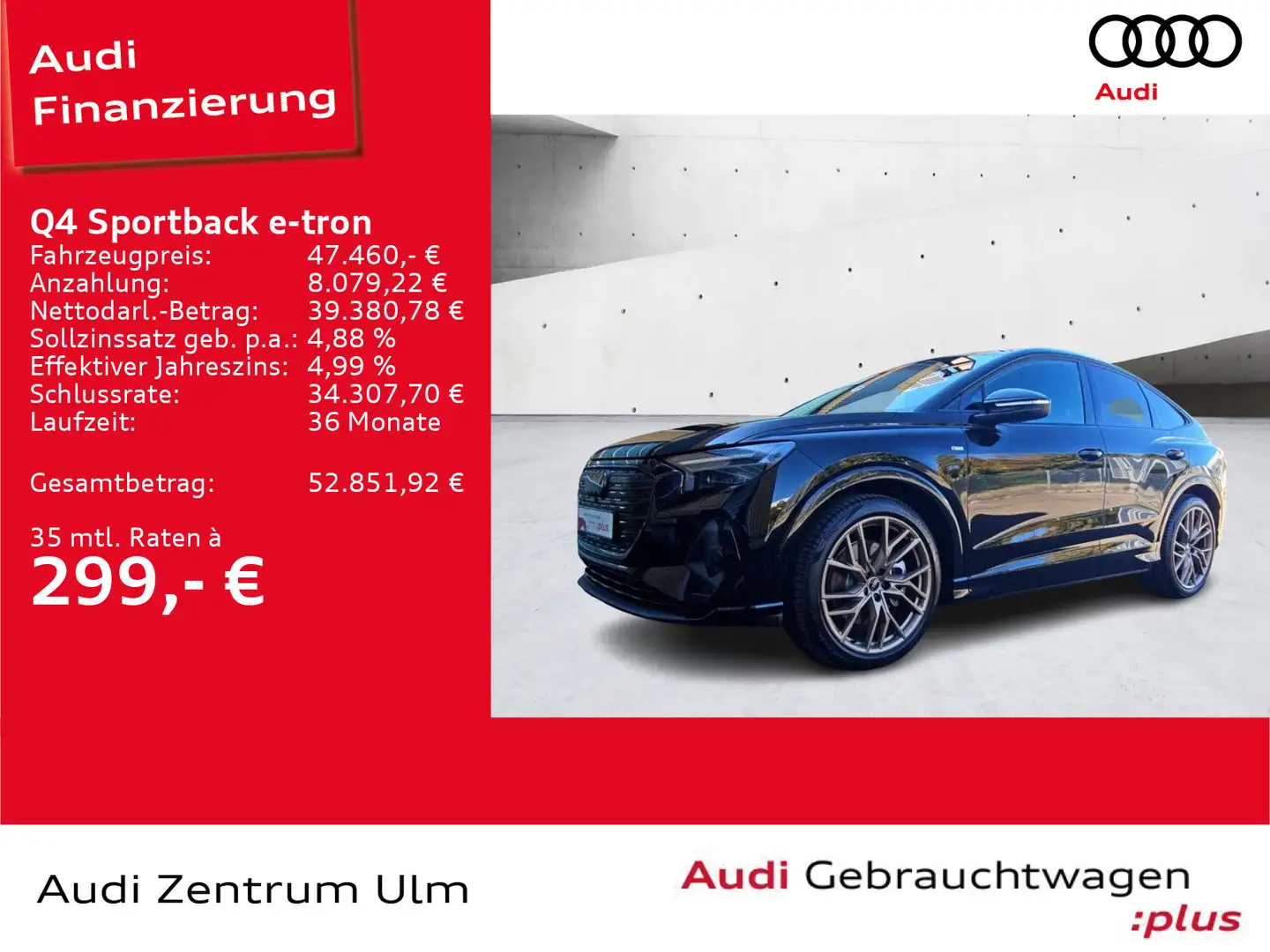 Audi Q4 e-tron Q4 Sportback 45 e-tron qu S-Line edition one 21 Schwarz - 1