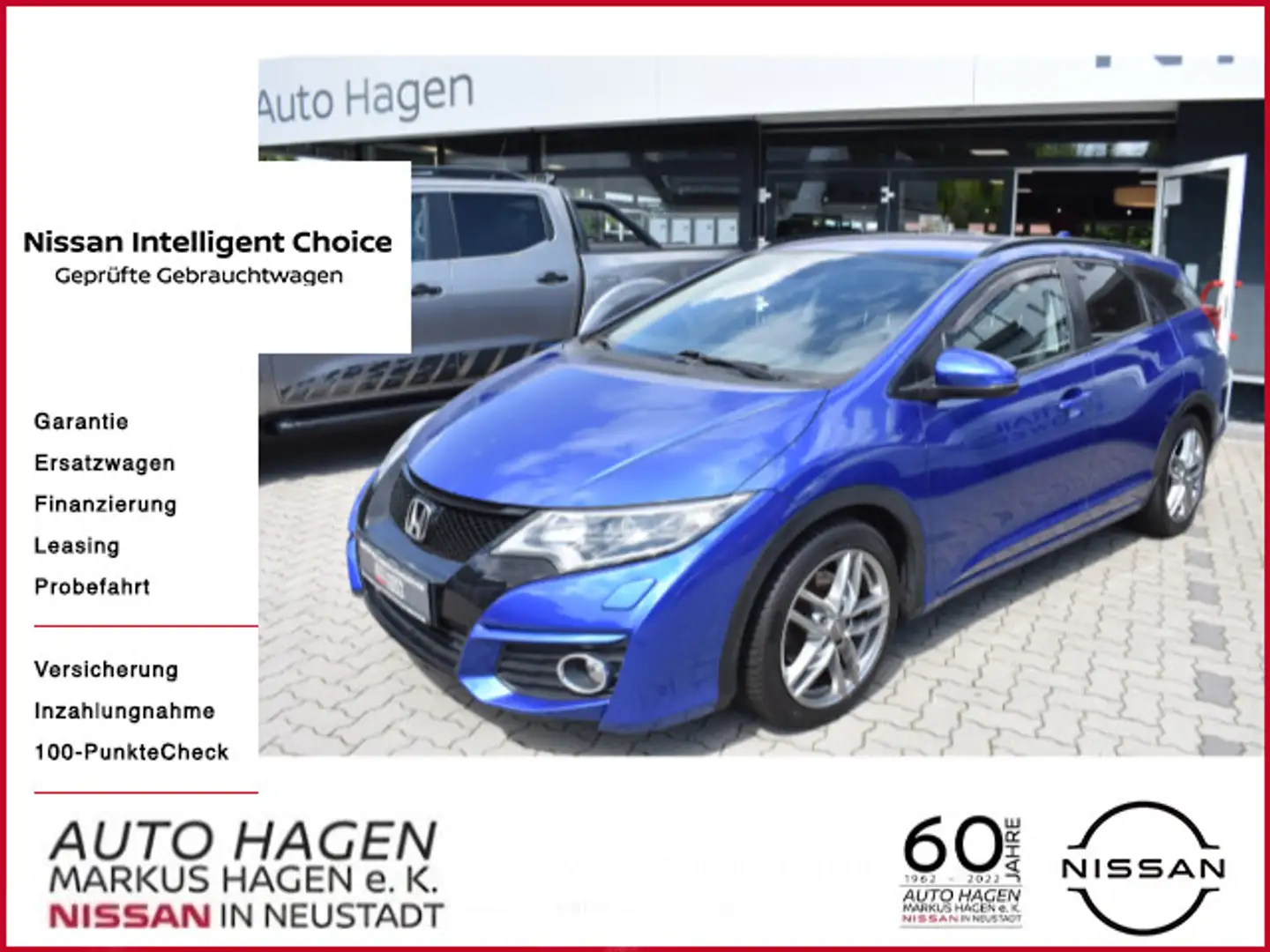 Honda Civic Tourer 1.8 i-VTEC Elegance Automatik GJR A Blauw - 1