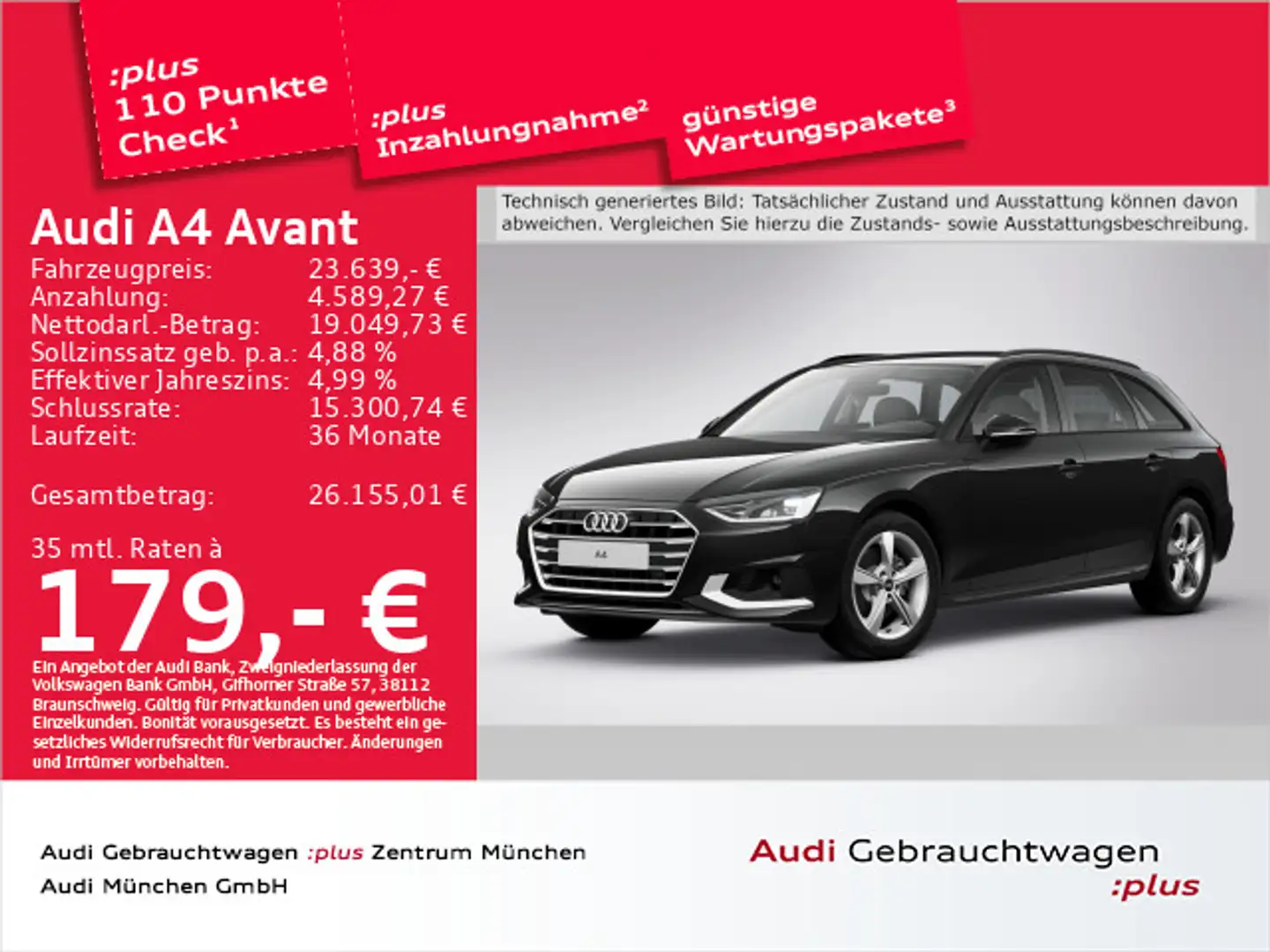 Audi A4 35 TFSI S tronic advanced Navi+/PDC+ Schwarz - 1