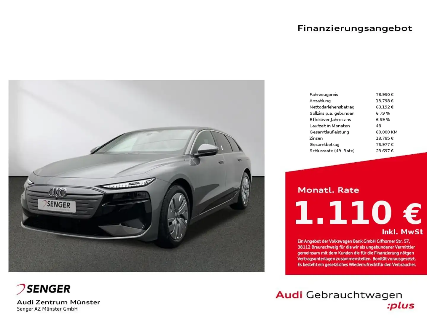 Audi A6 Avant e-tron performance S line 270 kW B&O Grau - 1