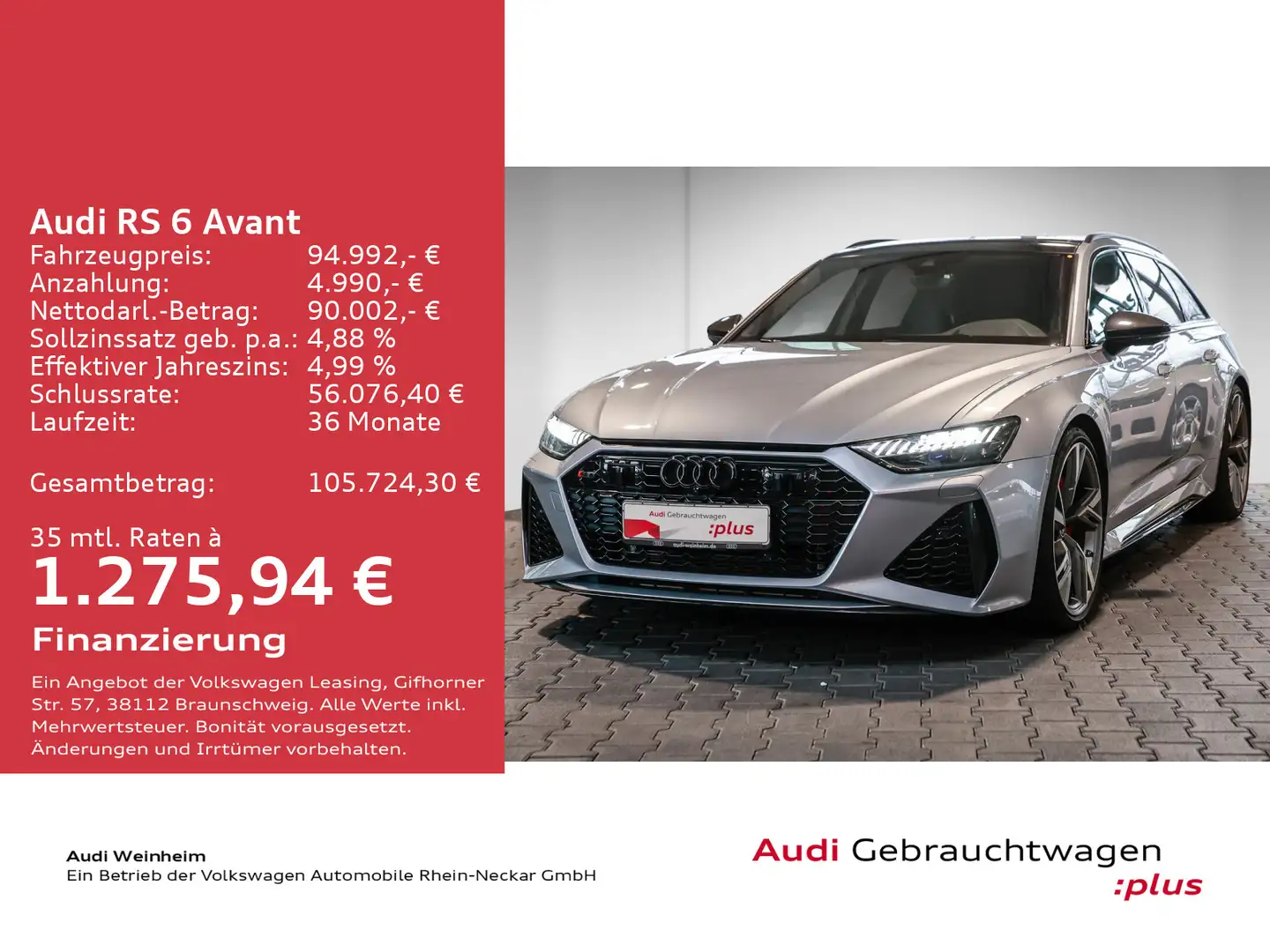 Audi RS6 RS6 Avant TFSI exclusive Carbon Dynamik Design P Silber - 2