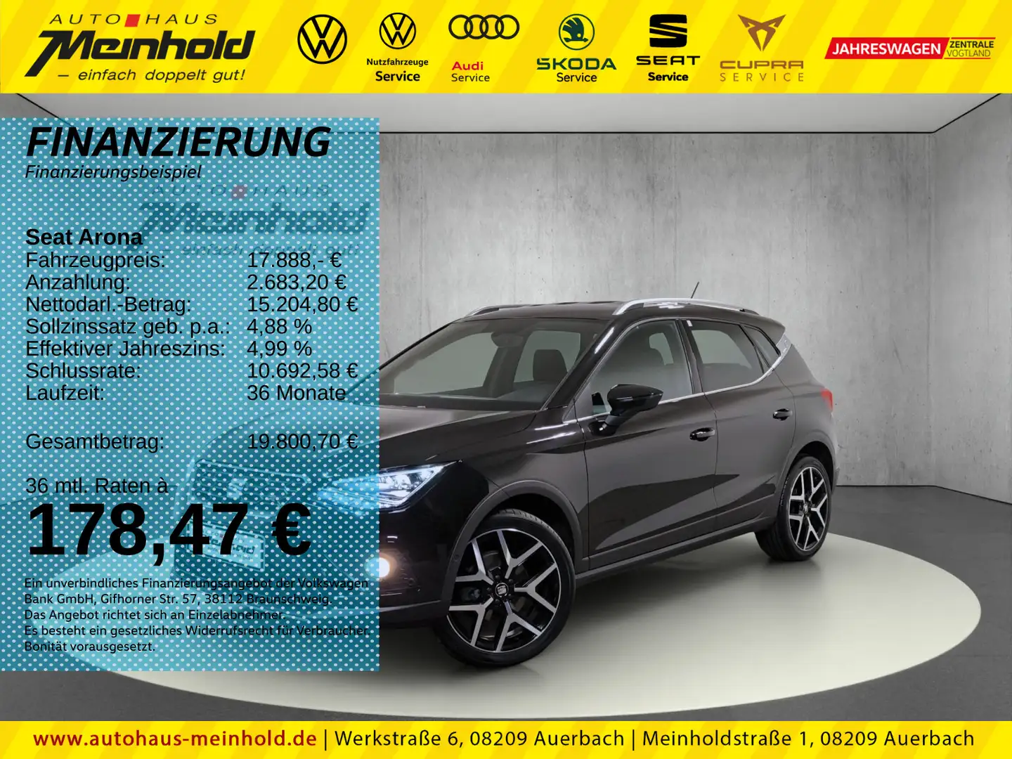 SEAT Arona 1.0 TSI FR BEATS, LED, Navi, ACC, Alu 18" Schwarz - 1