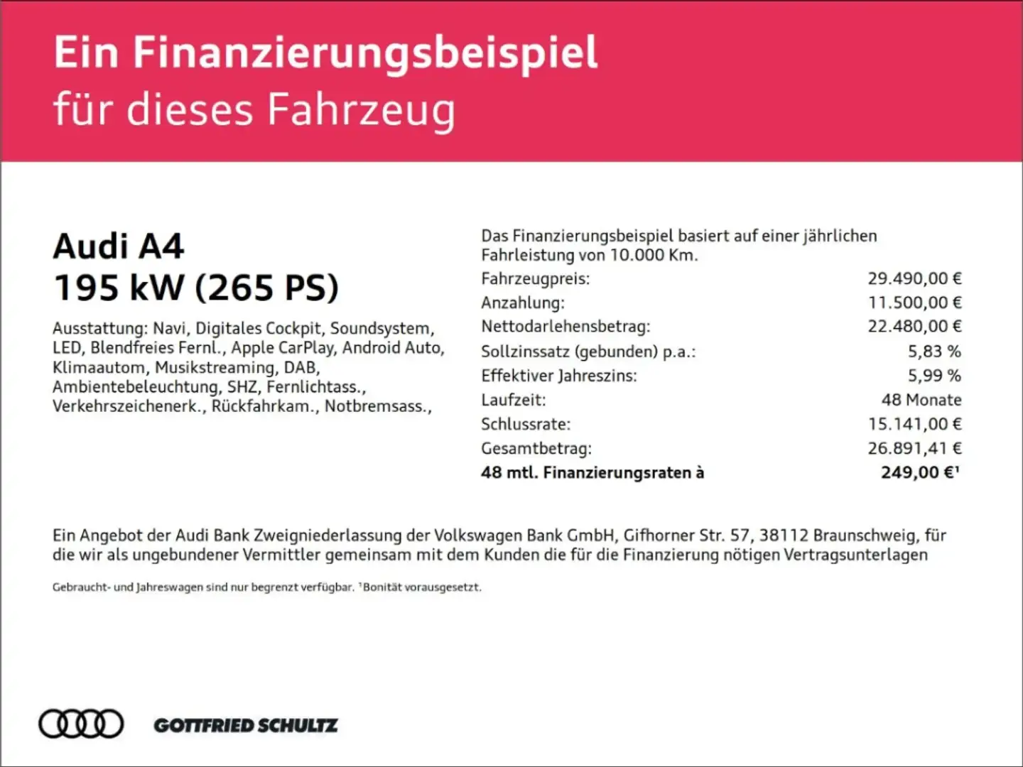 Audi A4 45 TFSI QUATTRO LED NAVI SHZ PDC LM ZV Schwarz - 2