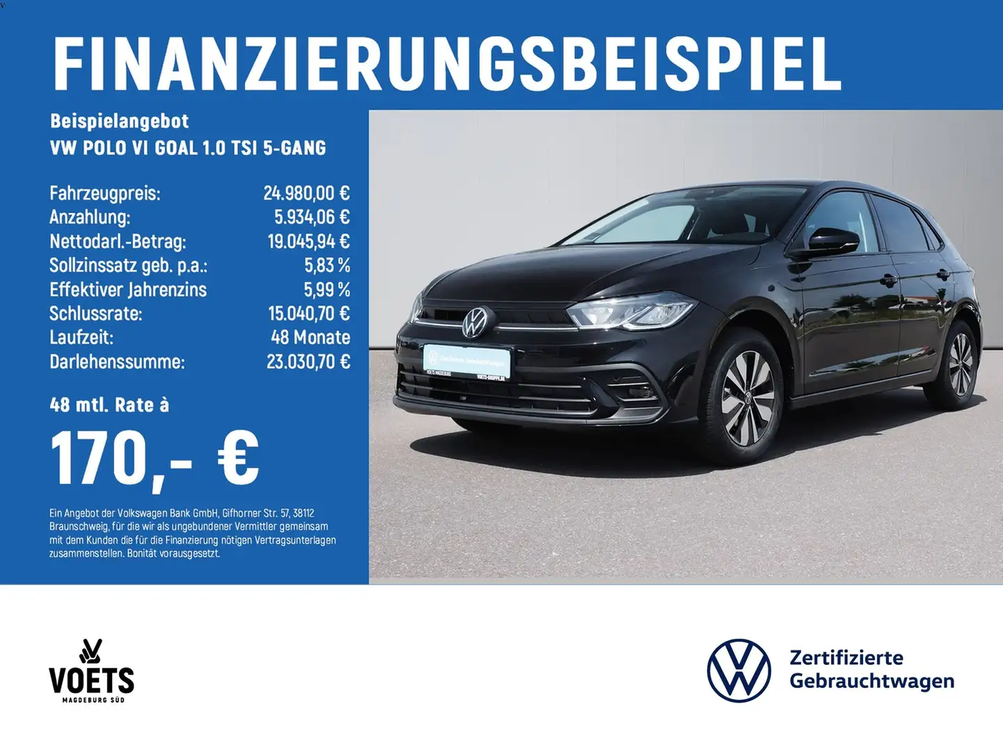 Volkswagen Polo VI GOAL 1.0 TSI 5-GANG LED+NAVI+ACC+KAMERA Schwarz - 2