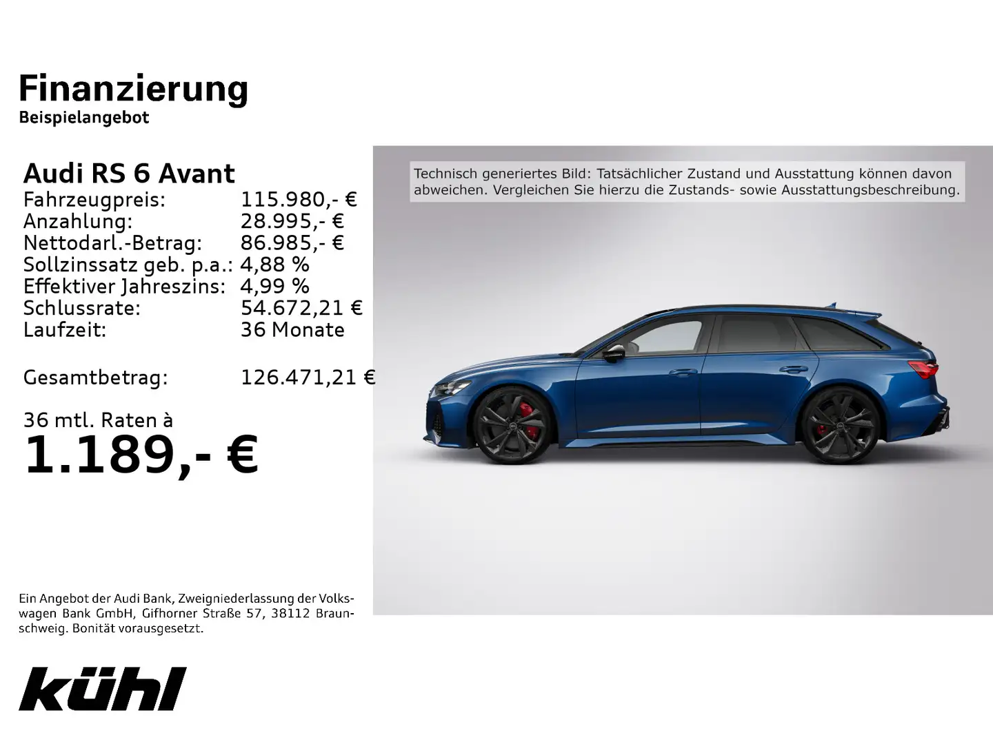 Audi RS6 4.0 TFSI Q Tip. LED/ACC/Standhzg./HuD Blau - 2