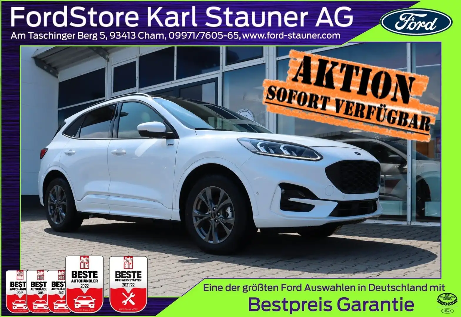 Ford Kuga ST-Line X 2.5 PHEV ACC LED B&O PANO AHK Bianco - 1