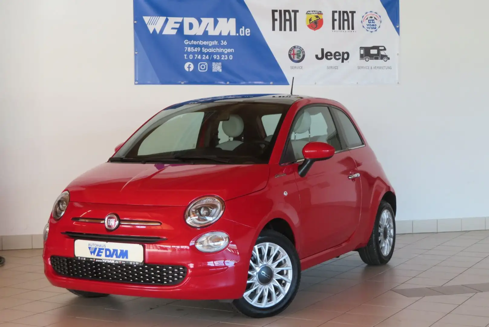 Fiat 500 1.0 MildHybrid Dolcevita *Glasdach* Rood - 1