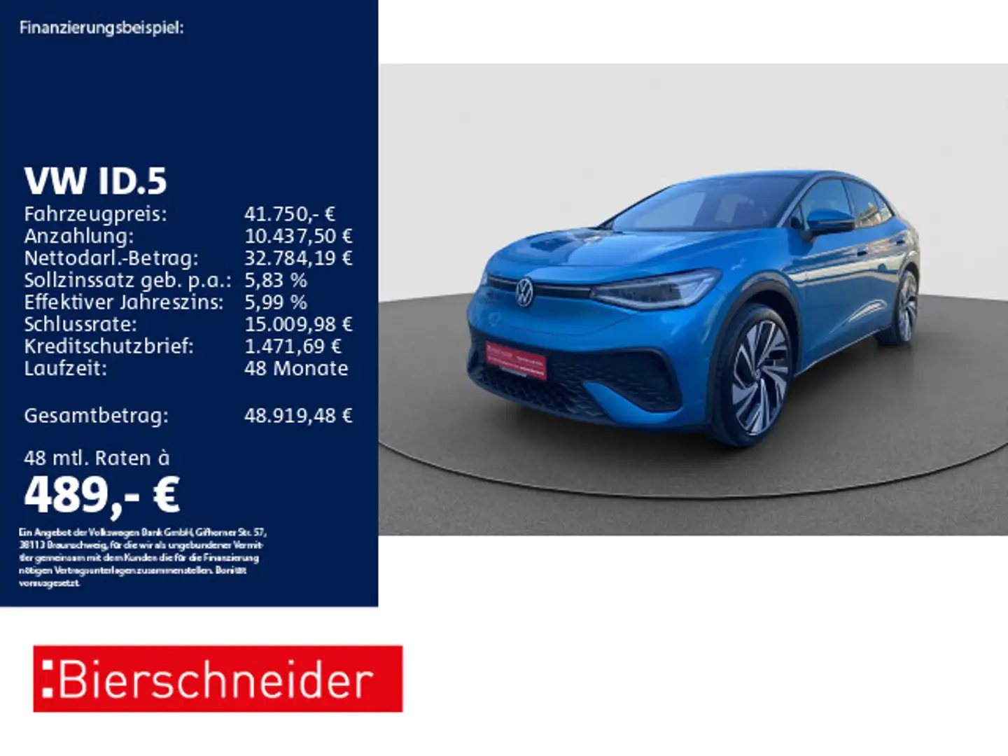 Volkswagen ID.5 Pro AHK PANO WÄPU HuD 360 Blau - 1