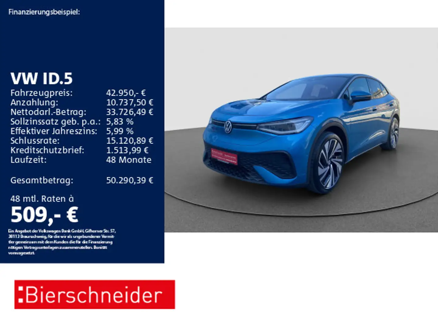 Volkswagen ID.5 Pro AHK PANO WÄPU HuD 360 Blau - 1