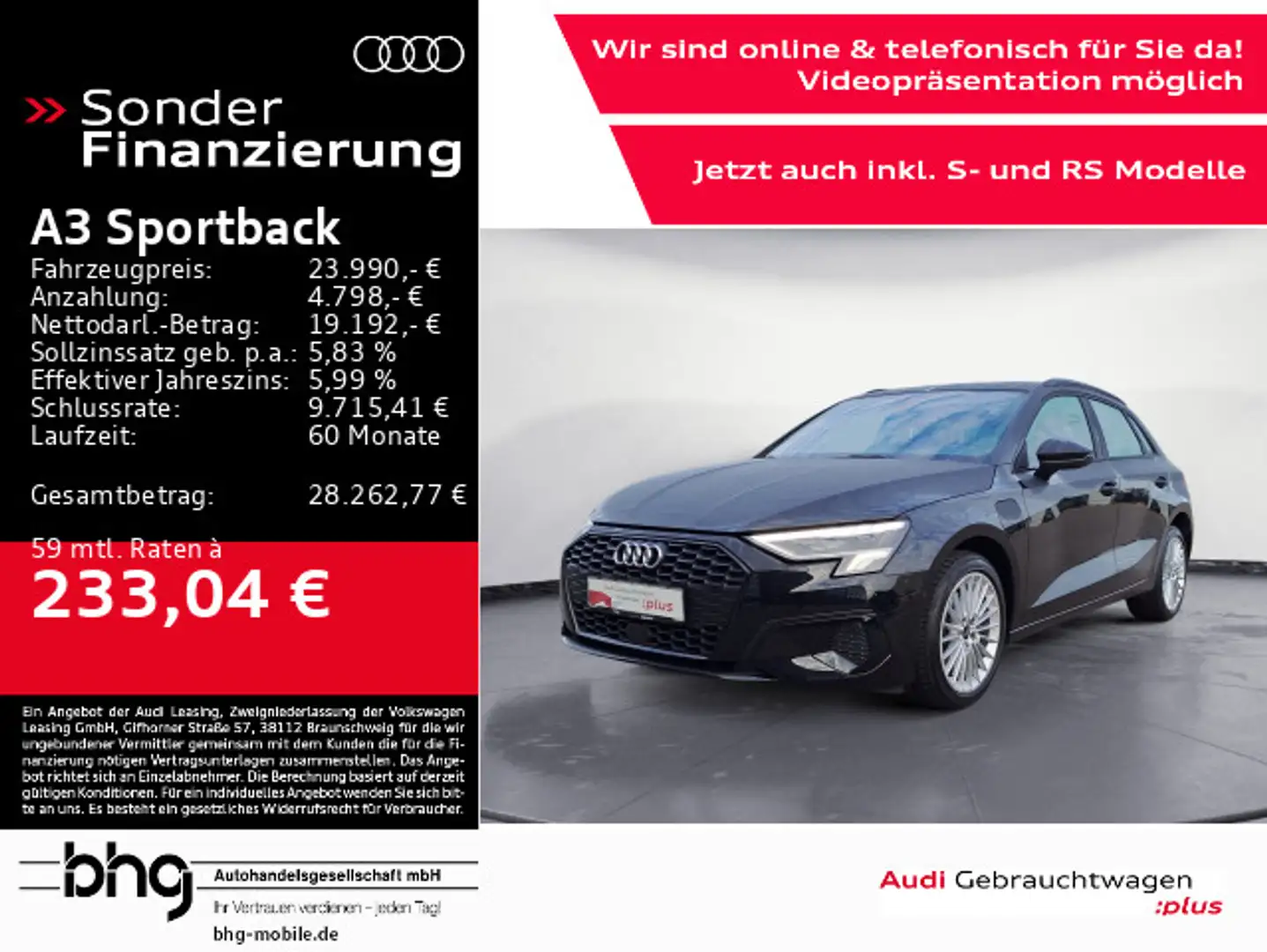 Audi A3 40 TFSIe S-tronic advanced Virtual Schwarz - 1