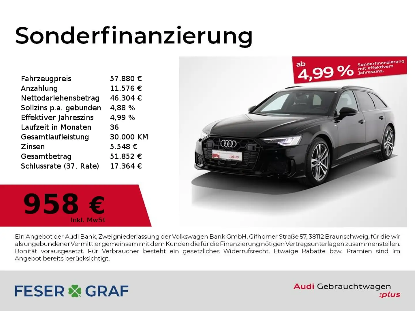 Audi A6 Avant S line 40 TDI AHK/ Pano./ matrix LED Schwarz - 1