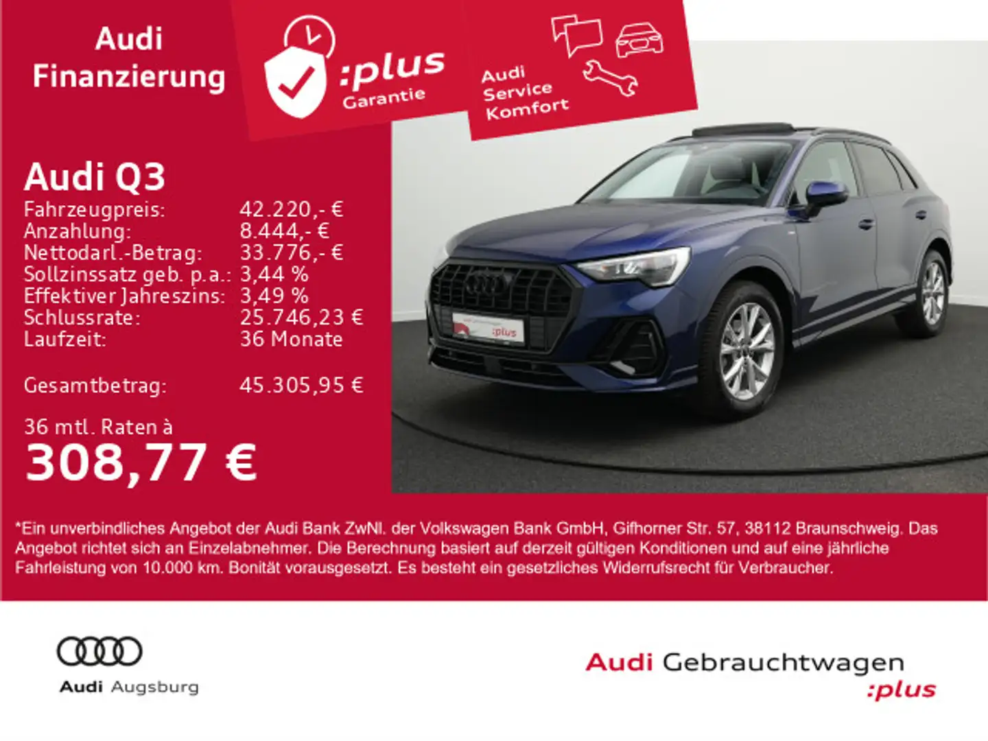 Audi Q3 S line 35 TFSI S tronic *ACC*PANO*AHK*KAM*18* Blau - 1