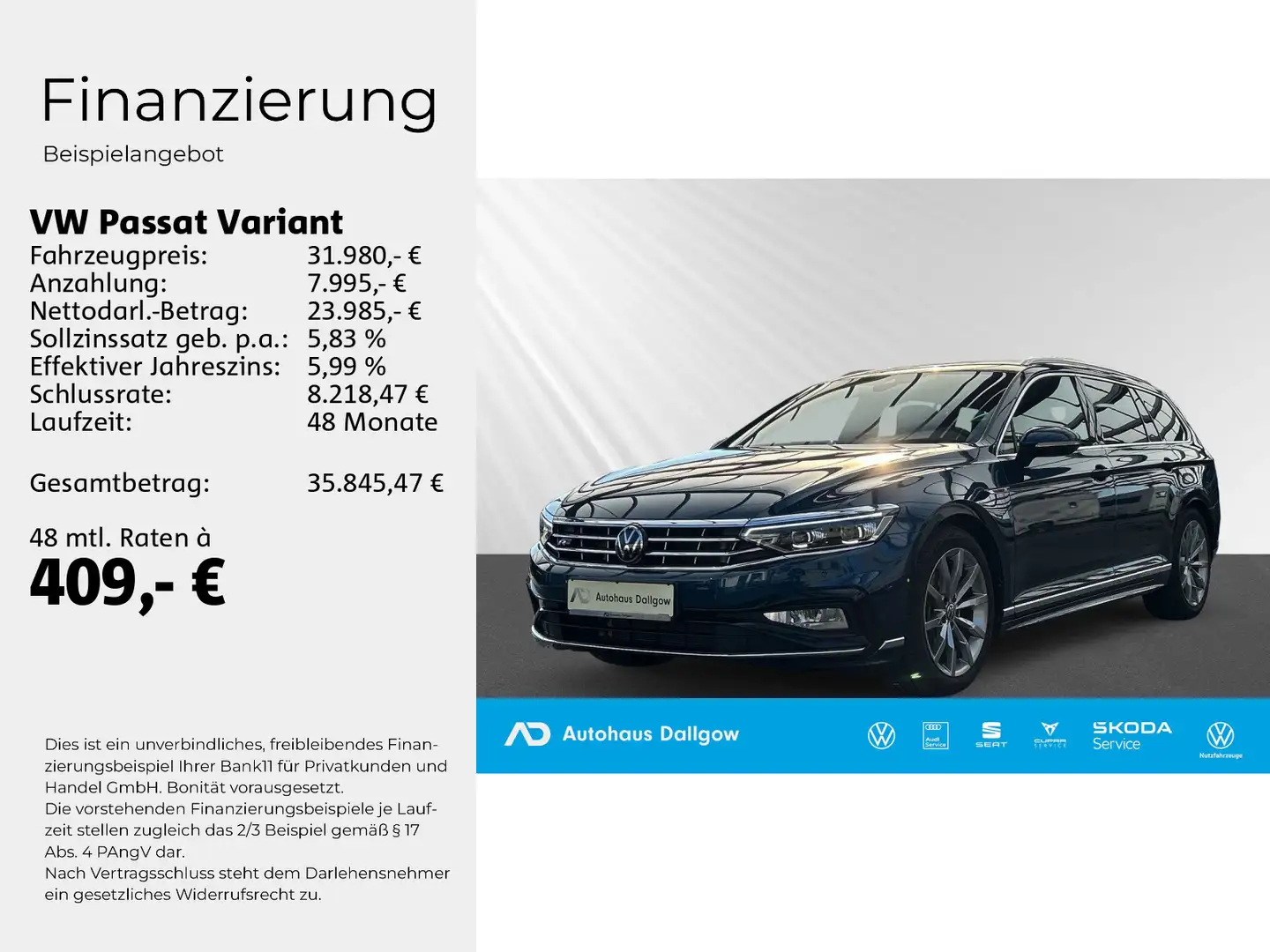 Volkswagen Passat Variant Elegance R-Line +DSG LED+ACC+PDC+ Blau - 2