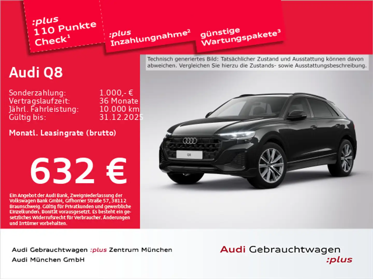 Audi Q8 45 TDI qu. tiptr. Matrix/HUD/Luftfed./Kamera/ Schwarz - 1