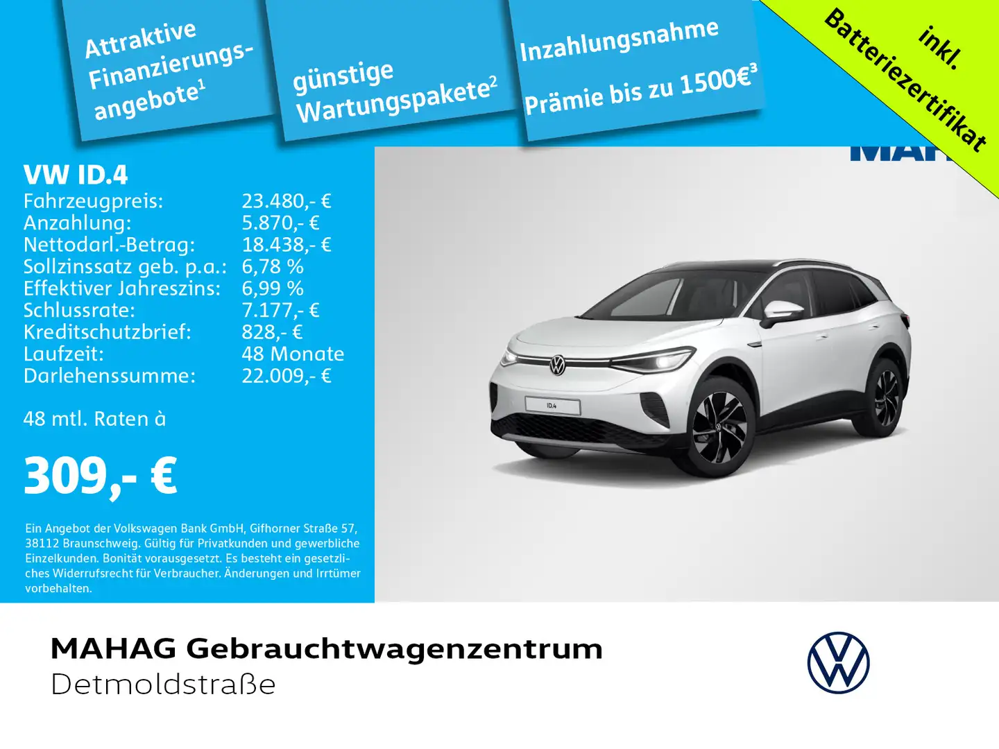 Volkswagen ID.4 Pro Performance CCS AHK Navi LED Kamera Alu Weiß - 1