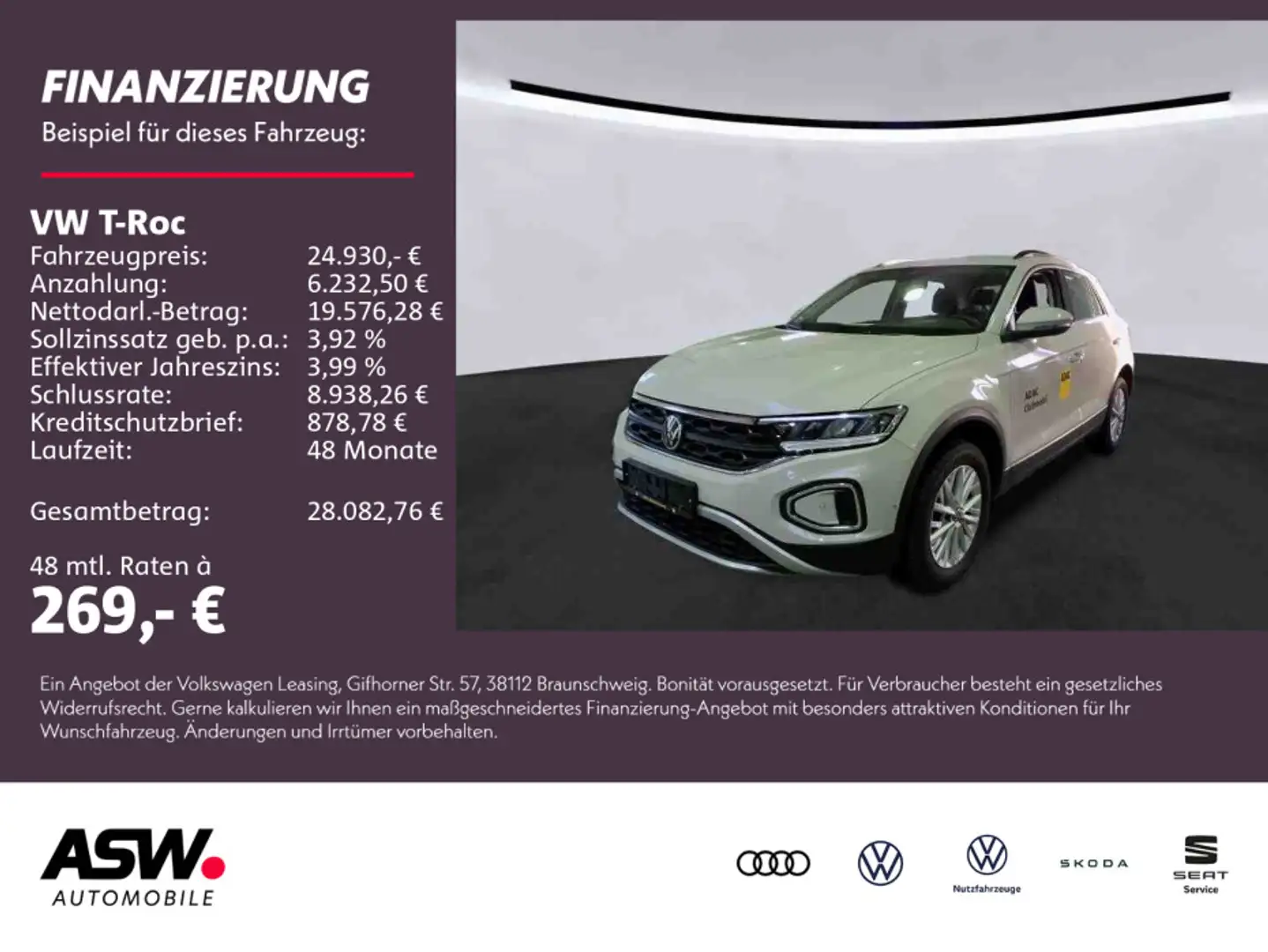 Volkswagen T-Roc Life 1,5TSI DSG AHK Navi Klima SHZ LED PDC Grau - 1