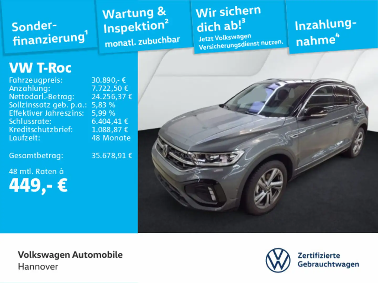 Volkswagen T-Roc 1.5 TSI DSG R-Line Navi AHK LED Kamera Dig Grau - 1