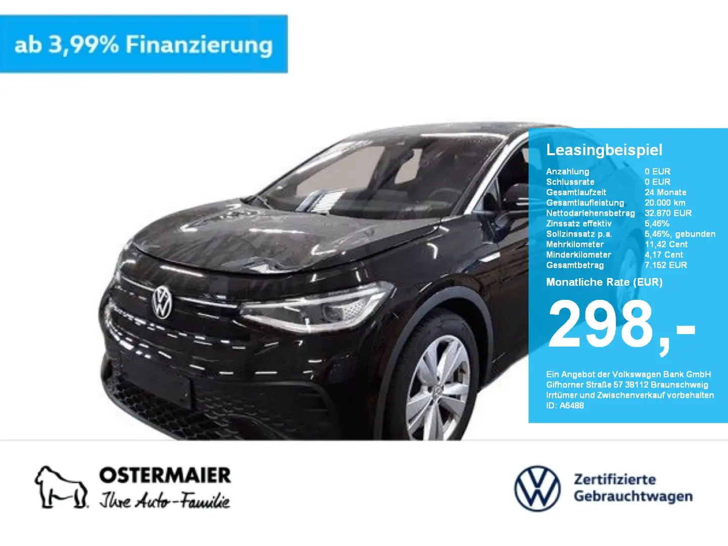 Volkswagen ID.5 PRO PERFORMANCE 204PS ACC.5J-G.WÄRMEPUMPE.AHK.NAVI Schwarz - 1