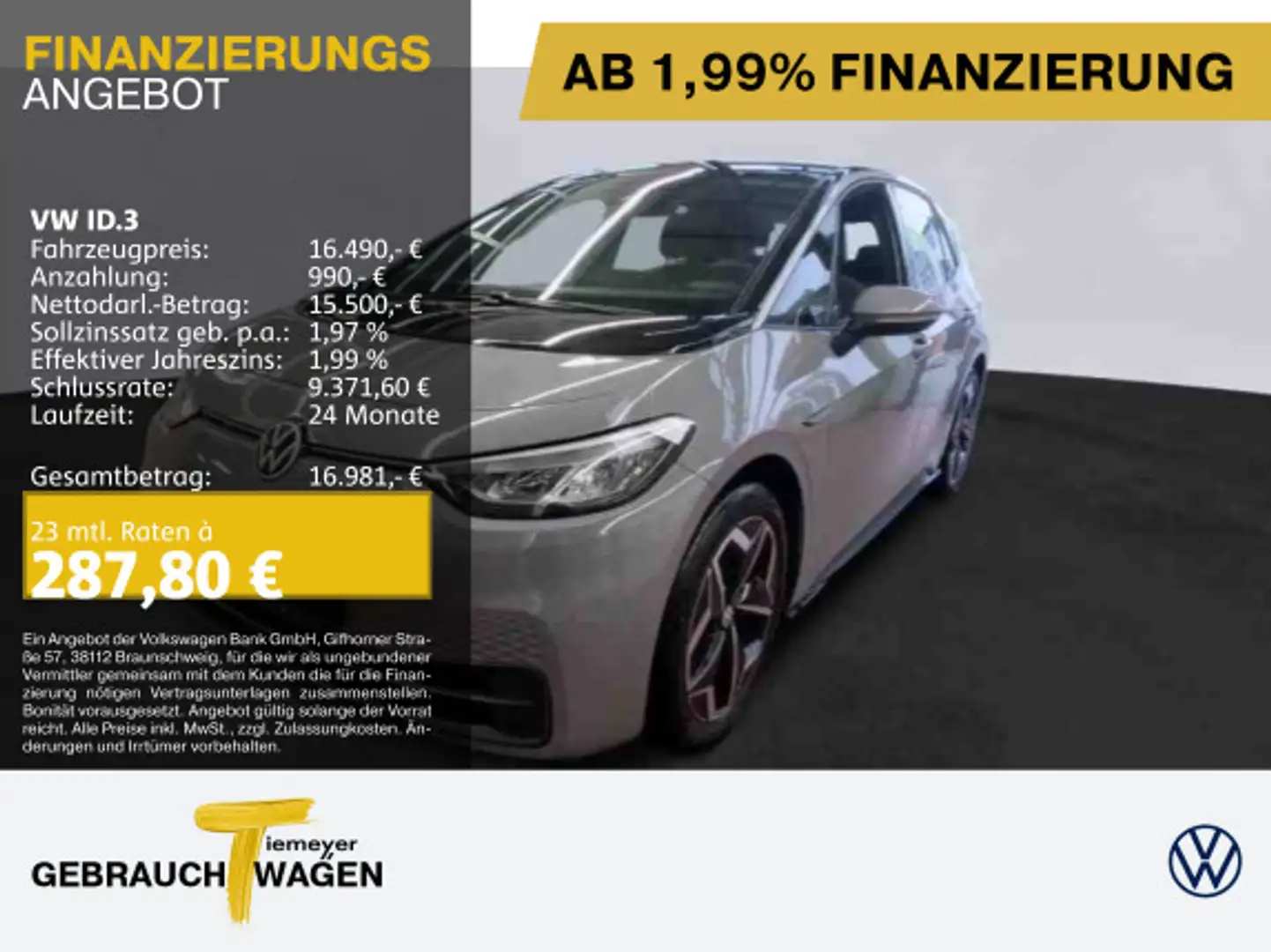 Volkswagen ID.3 PURE PERFORMANCE LM19 NAVI LED Grau - 1