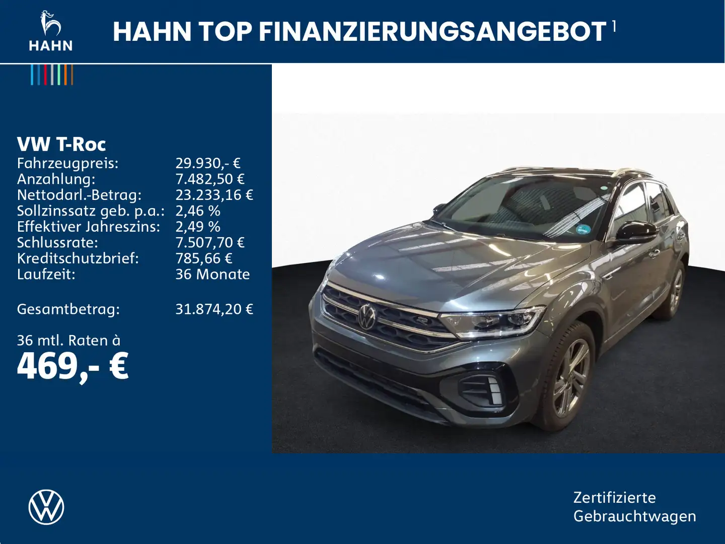 Volkswagen T-Roc 1.5TSI DSG R-Line LED AHK Navi ACC Sitzhzg Grau - 2