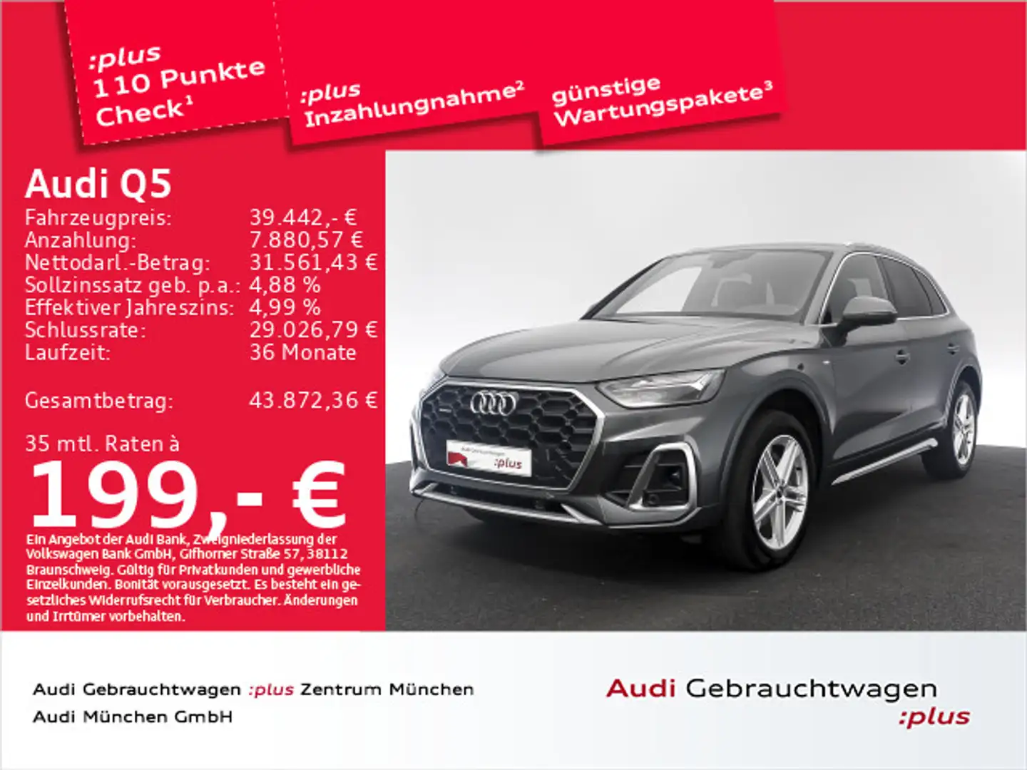 Audi Q5 40 TDI qu. S tronic 2x S line AHK/Virtual+/Ka Grau - 1