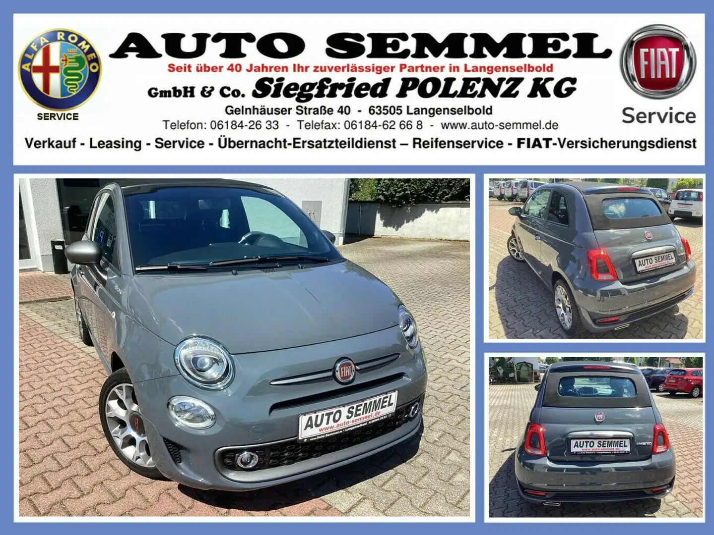Fiat 500C 1.0 GSE Hybrid Sport Gris - 1