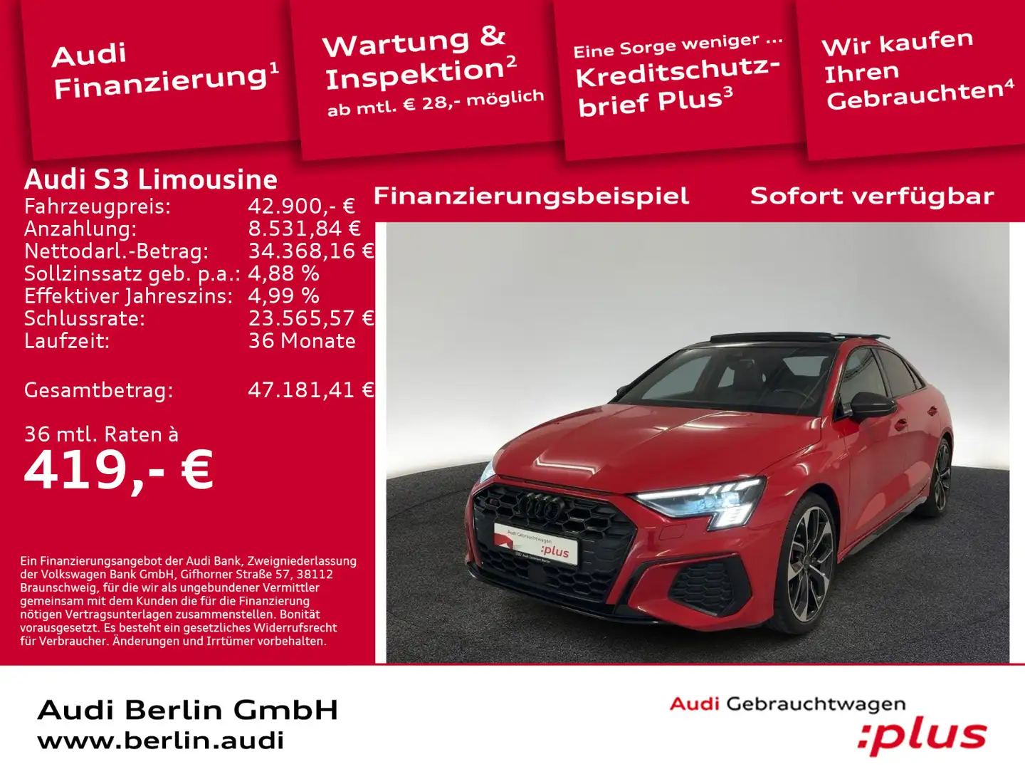 Audi S3 TFSI S tr. PDC RFK NAVI HUD PANO Rot - 1