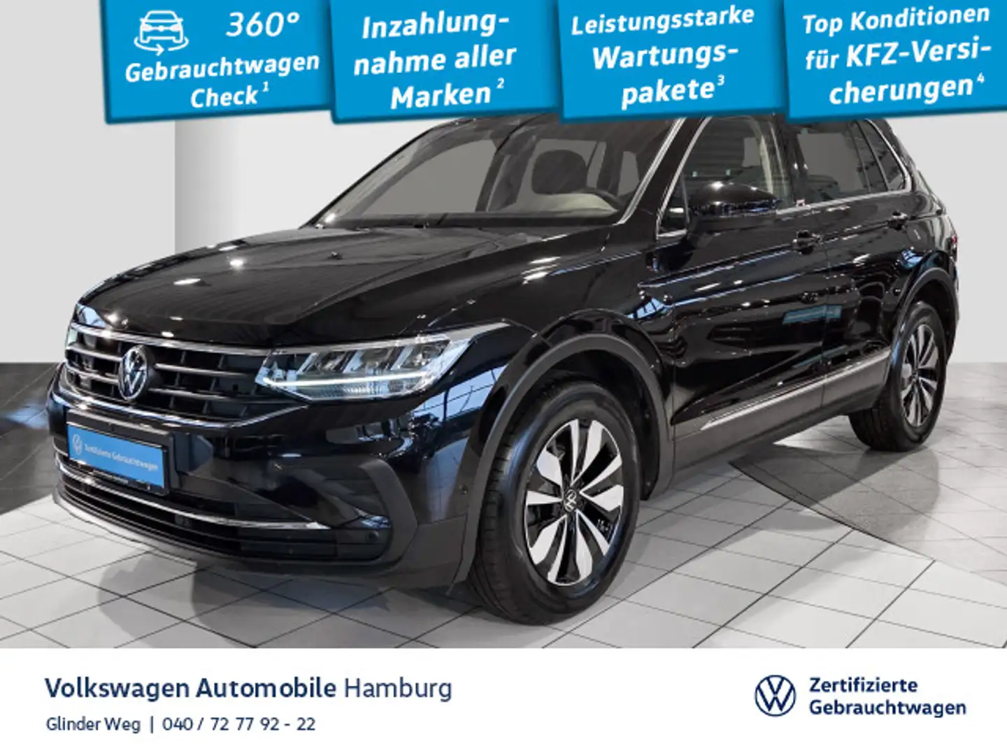 Volkswagen Tiguan 1.5 TSI DSG AHK Parklenkassistent Navi Schwarz - 1