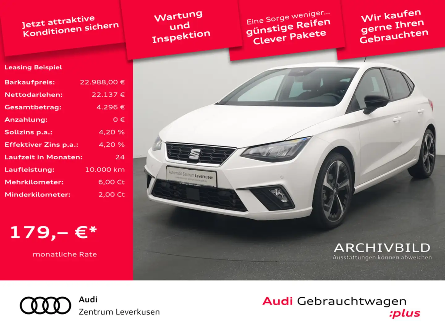 SEAT Ibiza FR DSG ACC LED NAVI SHZ KLIMA PDC Weiß - 1