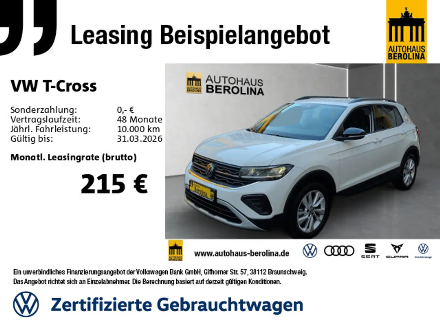 Volkswagen T-Cross 1.0 TSI Goal *ACC*NAV*SHZ*App-Connect* Weiß - 1