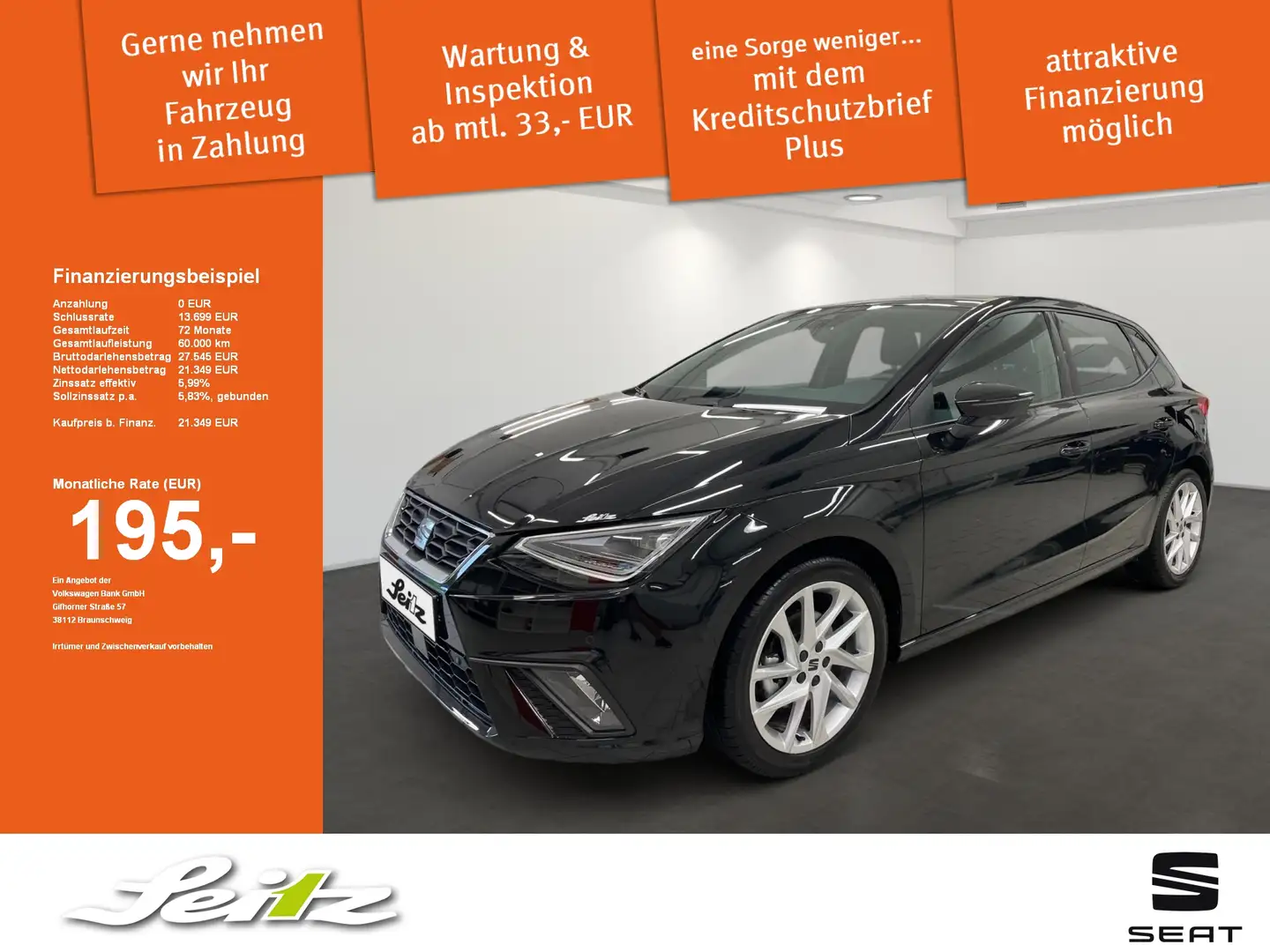 SEAT Ibiza 1.0 TSI FR *KAMERA*NAVI*SITZH* Schwarz - 1