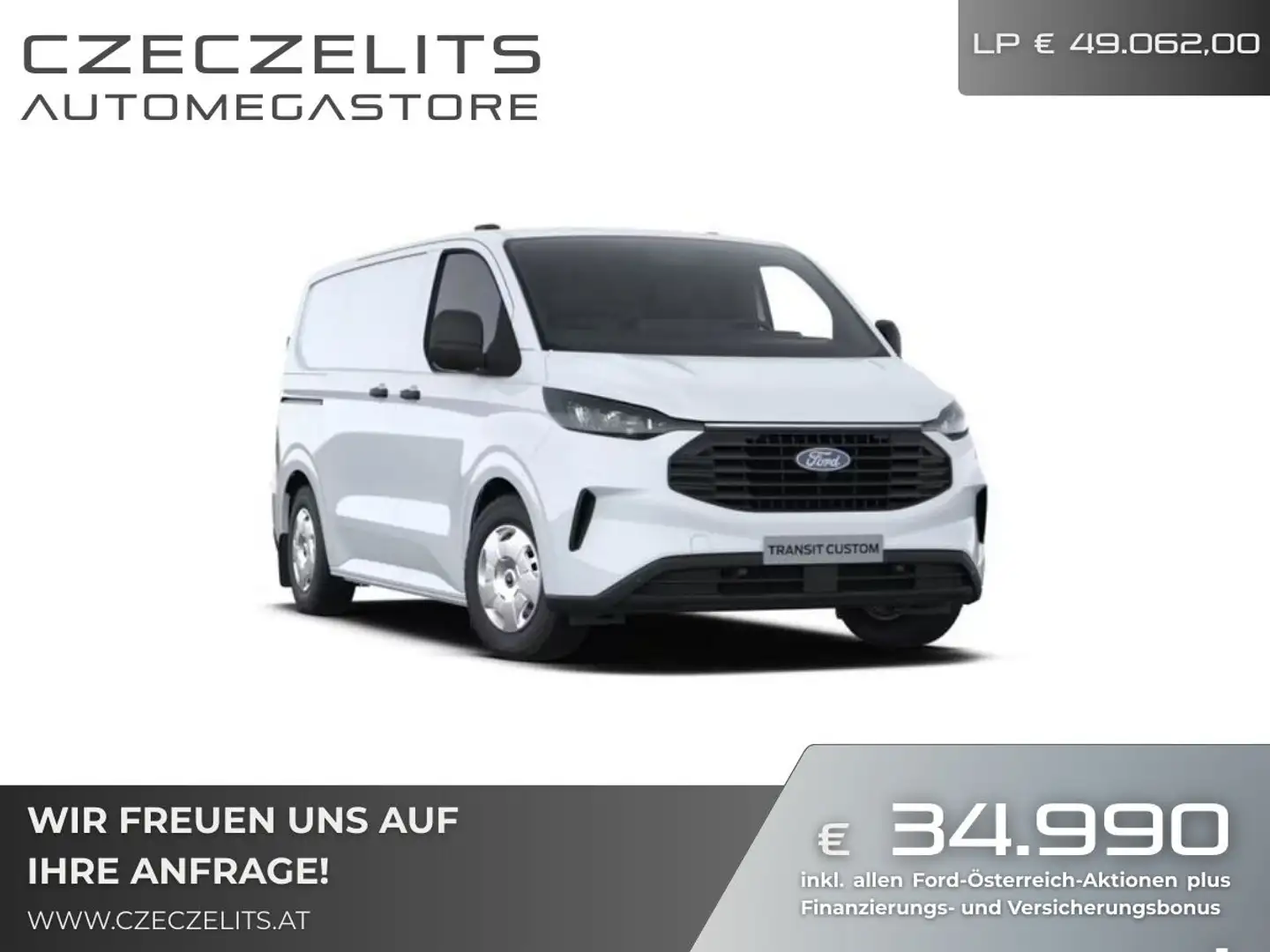 Ford Transit Custom Kasten 2,0 EcoBlue L1H1 320 Trend ON: 43539 SG Weiß - 1