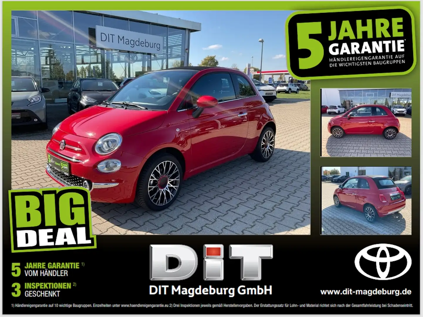 Fiat 500C 500 C 1.0 Red Navi+KlimaA+LM+PDC+Carplay+DAB Rot - 1